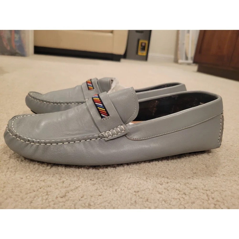 Robert Graham Hart II RGS5100II Men Leather Driving Loafers Shoes Size 11.5 blue